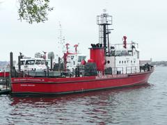 Baltimore fire boat in the harbor near Fort McHenry