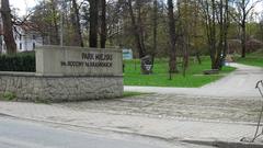 Entrance to Krasiński Family City Park in Mszana Dolna