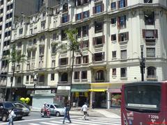 Classic building at Ipiranga Avenue and Sao Joao Avenue intersection in downtown Sao Paulo