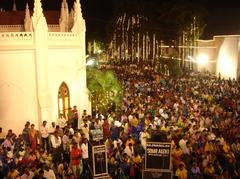 San Thome Basilica lit up for Christmas in Chennai