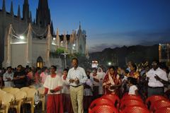 Pontifical high Mass procession led by bishop