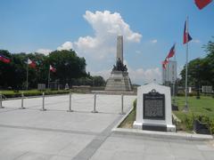 Historical landmarks and markers at Rizal Park in Manila, Philippines