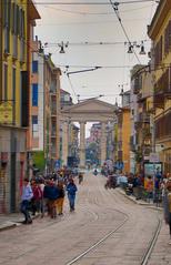 Corso di Porta Ticinese monument in Milan, Italy