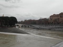 Tiber River in full flood at Tiber Island, Rome, March 2004