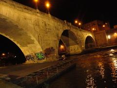 Tevere river at night in Rome