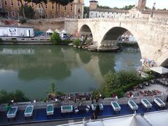 Ponte Cestio with table football equipment in the foreground