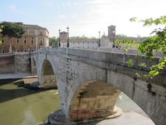 Bridge across the Tiber River in Rome