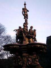 beautiful fountain with water cascading in a tranquil outdoor park