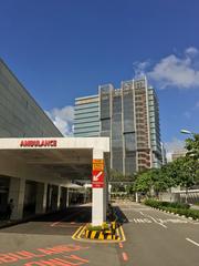 Ambulance lane at National University Hospital with MD6 building in background