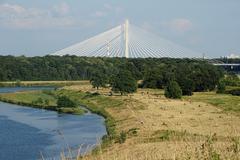 Redzinski Bridge in Wroclaw viewed from Maslickie Hill