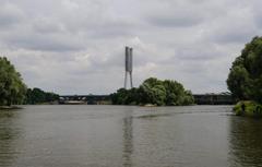 AOW bridge from the left bank of the Oder River in Wrocław