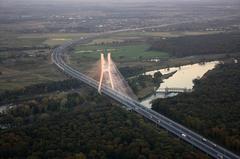 Aerial view of Most Rędziński Bridge in Wrocław