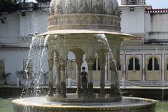 Saheliyon-ki-Bari garden in Udaipur with fountains, lotus pool, and marble elephants