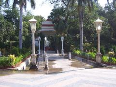 Udaipur garden with fountains and green trees