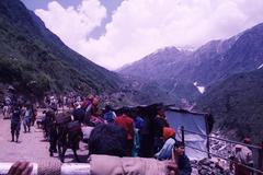 Trekking on a path towards Kedarnath