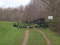 Gate on bund at RSPB Sandwell Valley