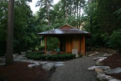 New Japanese tea house pavilion under construction at Sarah P. Duke Gardens