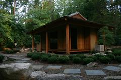 New Japanese tea house pavilion under construction at Sarah P. Duke Gardens