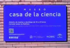 Sign outside Casa de la Ciencia in Seville