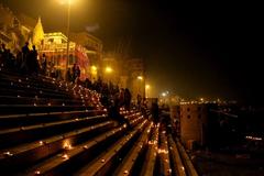 Ghats in Varanasi at night