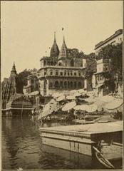 Temples on the banks of the Ganges in Benares, India from a 1912 book