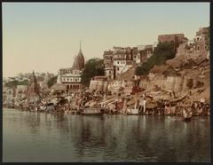 Benares, Maharajah's of Nagpur Ghat, color photochrom, 21x27 cm sheet