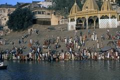 Ganges River Scindia Ghat in Varanasi, India, 1976