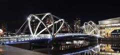 Night View of Seafarers Footbridge at South Wharf, Melbourne