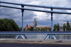 View from Grunwaldzki Bridge towards Ostrów Tumski in Wrocław