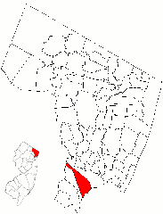 Map of Bergen County, New Jersey highlighting East Rutherford