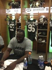 Muhammad Wilkerson signing autographs at NY Jets Draft Party