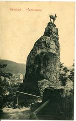 historic view of Karlsbad with Hirschensprung rock formation