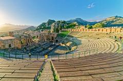 ancient Greek theater in Taormina Sicily converted into a Roman arena