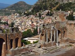 Ancient Greek-Roman theatre in Taormina, Sicily, Italy