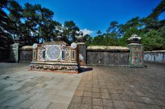 Perfume River northern bank palaces and relics in Hue, Vietnam