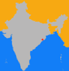 Map showing the location of Konarak in India