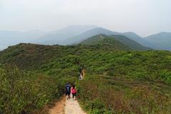 the Dragon's Back trail from its highest point near Shek O, looking towards the northern coast of Hong Kong Island