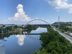 View from John Seigenthaler Pedestrian Bridge over Cumberland River