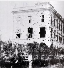 Palazzo Valentini after the 1849 bombardment of Rome