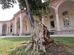 interior colonnade view from a tree in Rotonda della Besana courtyard