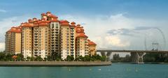 condos near the East Coast Expressway and the Singapore Flyer observation wheel by the Kallang River