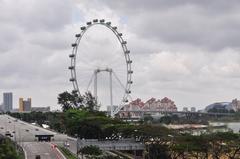 Panoramic view of Singapore city skyline with tall skyscrapers and waterfront