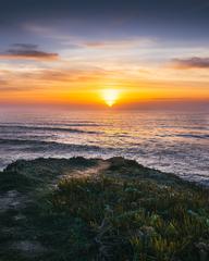 beautiful coastal sunset in protected area of Portugal