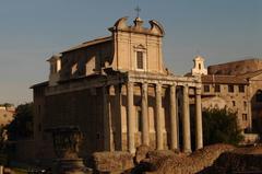 Panoramic view of the Colosseum in Rome with tourists around