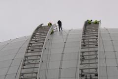 Montage of Globen gondola, Stockholm