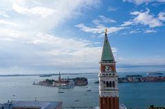 Saint Mark's Campanile in Venice at St. Mark's Square, August 2020