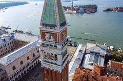 Campanile of St. Mark's Basilica in Venice, August 2020