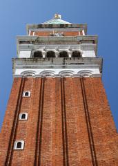 Campanile of St Mark's Church with a clear blue sky