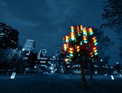 Pierre Vivant's Traffic Light Tree sculpture in London Docklands