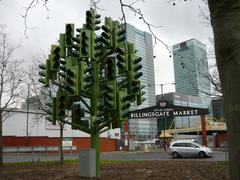 Traffic Light Tree sculpture with multiple traffic lights